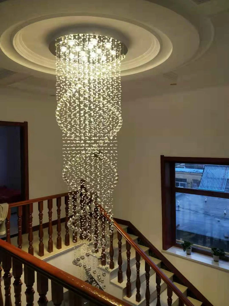 Description Picture 6 of itemModern LED Crystal Chandeliers Light Fixture for Staircase Stair Lights Luxury Hotel Villa Vanity Bedroom Hanging Lamp