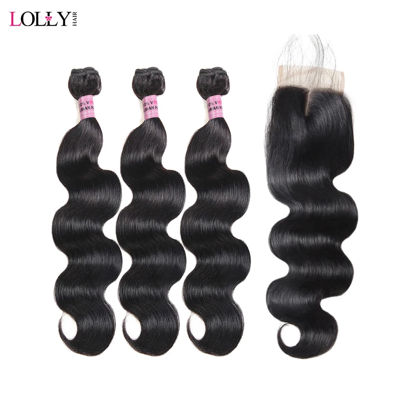 Лолли волосы 3 пучка объемная волна с кружевной застежкой перуанские пучки