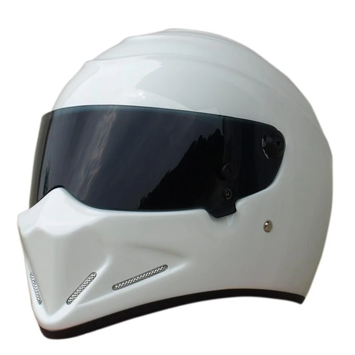 Абсолютно мотоциклетный шлем из углеродного волокна с полным лицом, шлем локомотив, персональный шлем для мотокросса, дорожный гоночный шлем, Capacete - Цвет: white-black lens