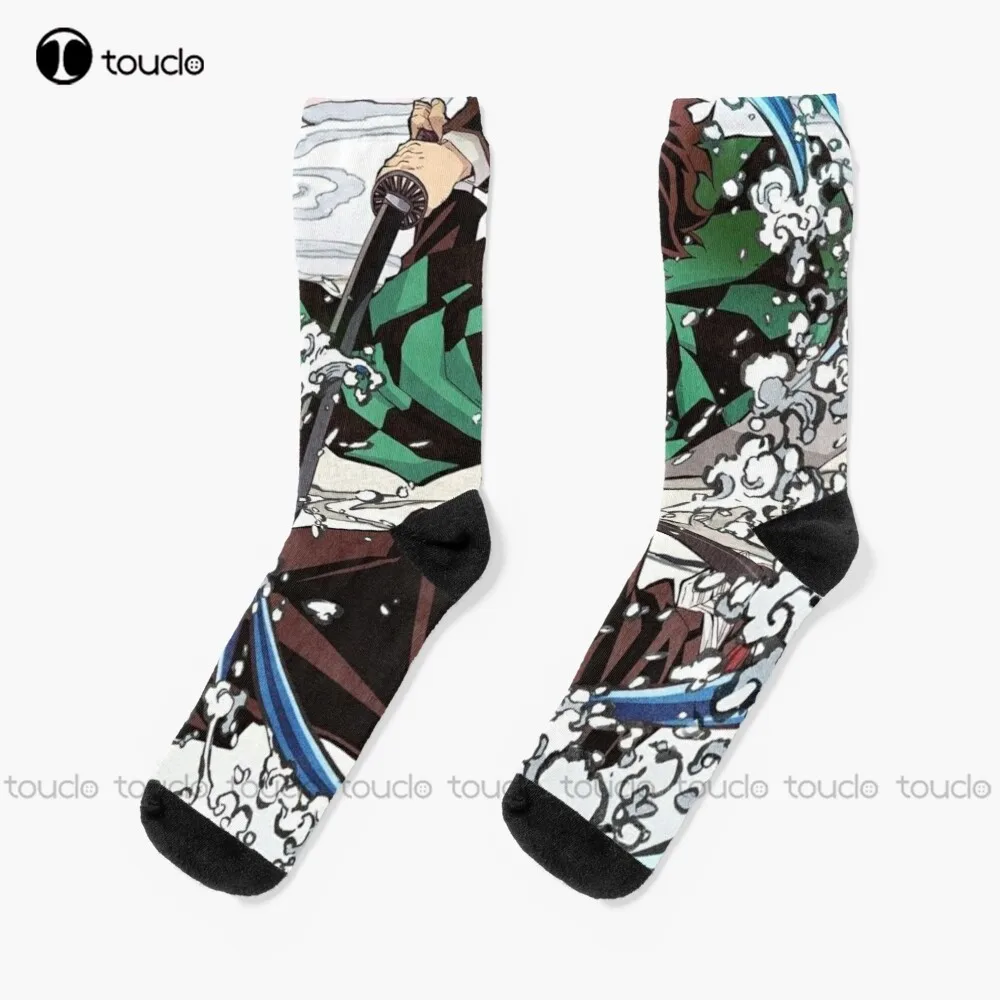 

Demon Slayer Socks Black Soccer Socks Christmas New Year Gift Unisex Adult Teen Youth Socks 360° Digital Print Fashion New