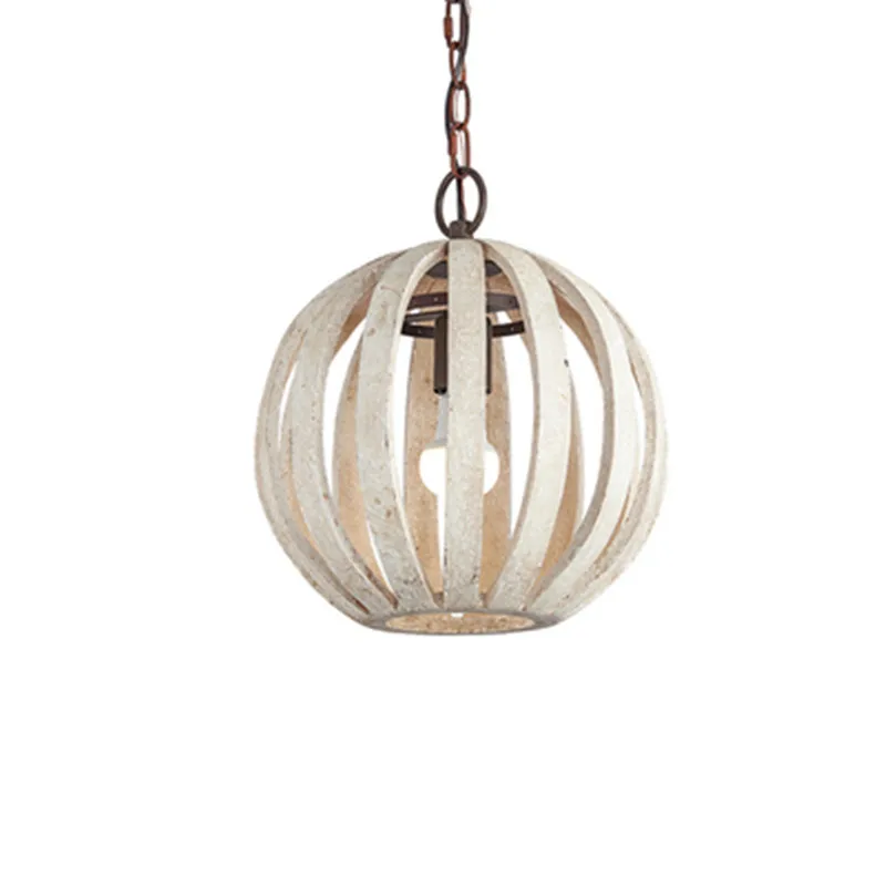 Rustic White Wood Chandelier Bar Living room Restaurant old industrial lamps Loft Vintage home Decor bird cage suspension lamp