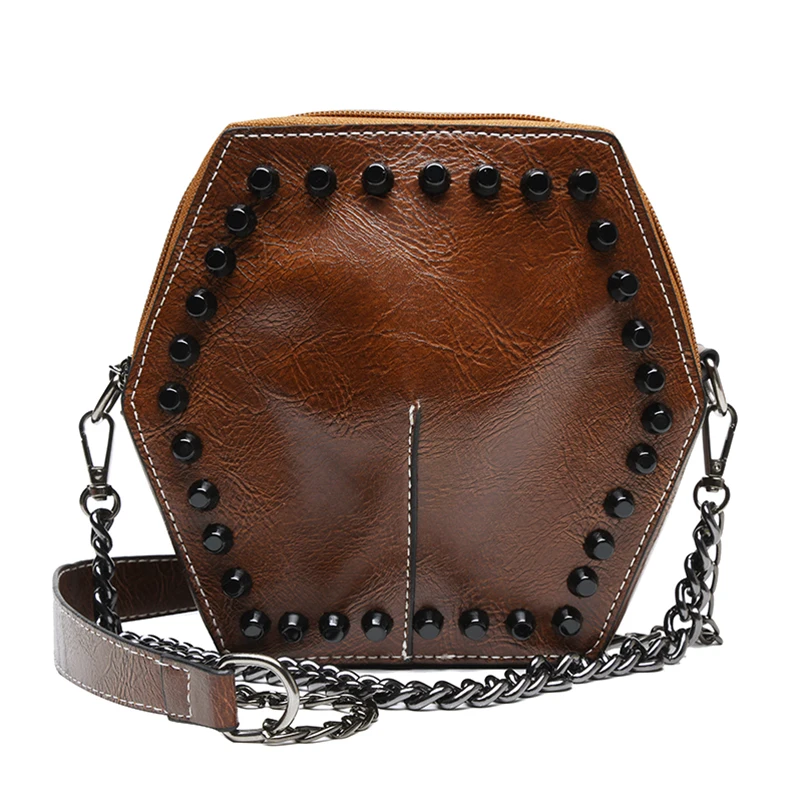 

Retro Chain Small Square Bags Fashion Tassel Ladies Shoulder Bag Korean Version of the Messenger Bag Hexagonal New Female Bags