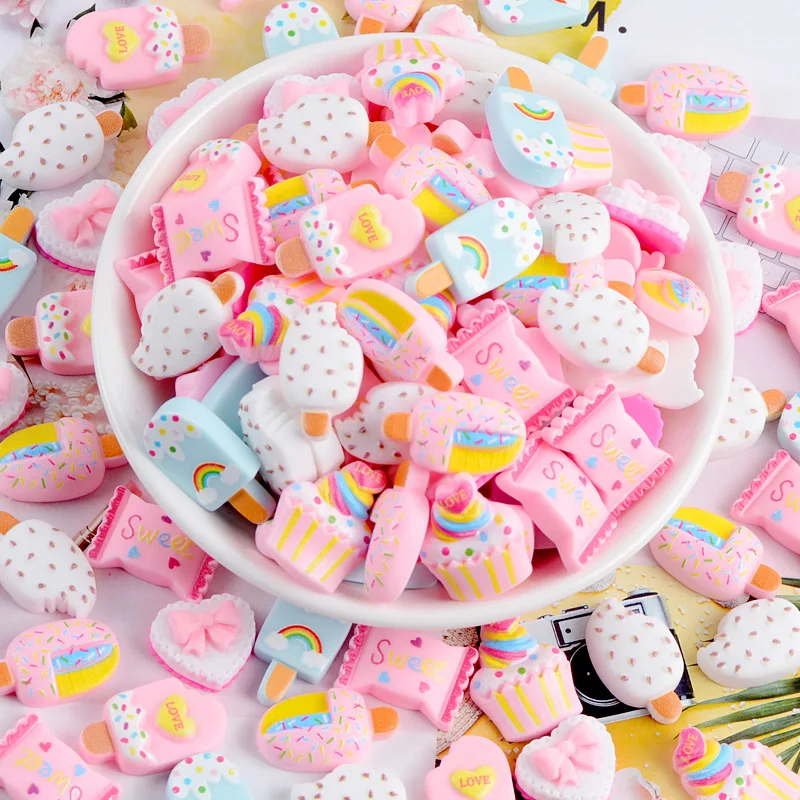 30pcs Ice Cream/Candy/Dessert Flatback Resin Miniatures Toys DIY Crafts Phone Shell Patch Arts Kids Hair Accessories Materials jewelry making supplies sewing fabric paste craft supplies