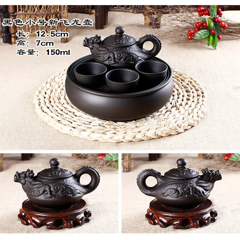 

Hot Sale Creative Outdoor Travel Tea Sets Portable Yixing Ceramic Kung Fu Tea Set [1 Zisha Teapot + 3 Cups + 1 Tea Tray]