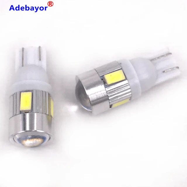 10pcs T10 5630 6 Smd 194 168 Led W5w Bulb Dc 12v 7000k Signal Light Car 5w5  Led Super Bright White Wedge Side Clearance Lamp - Signal Lamp - AliExpress