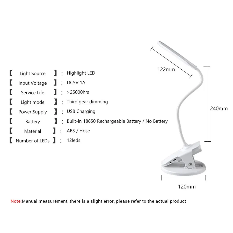 Портативный Клип на светодиодный Настольный светильник USB Перезаряжаемый с затемнением настольная лампа для ночного чтения тату-дизайн ногтей Красота туалетный столик свет