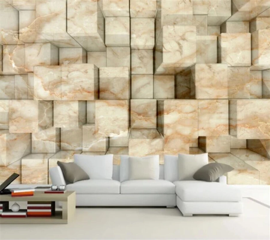 wellyu Custom wallpaper 3d marble texture cube three-dimensional space fashion background wall living room elderly mural | Обустройство