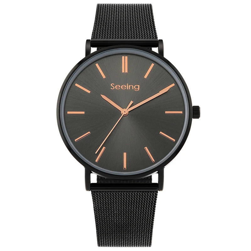 

Hot Sale Super Thin Watch Stainless Steel Band Unisex Watch Rose Gold WristWatch Clock