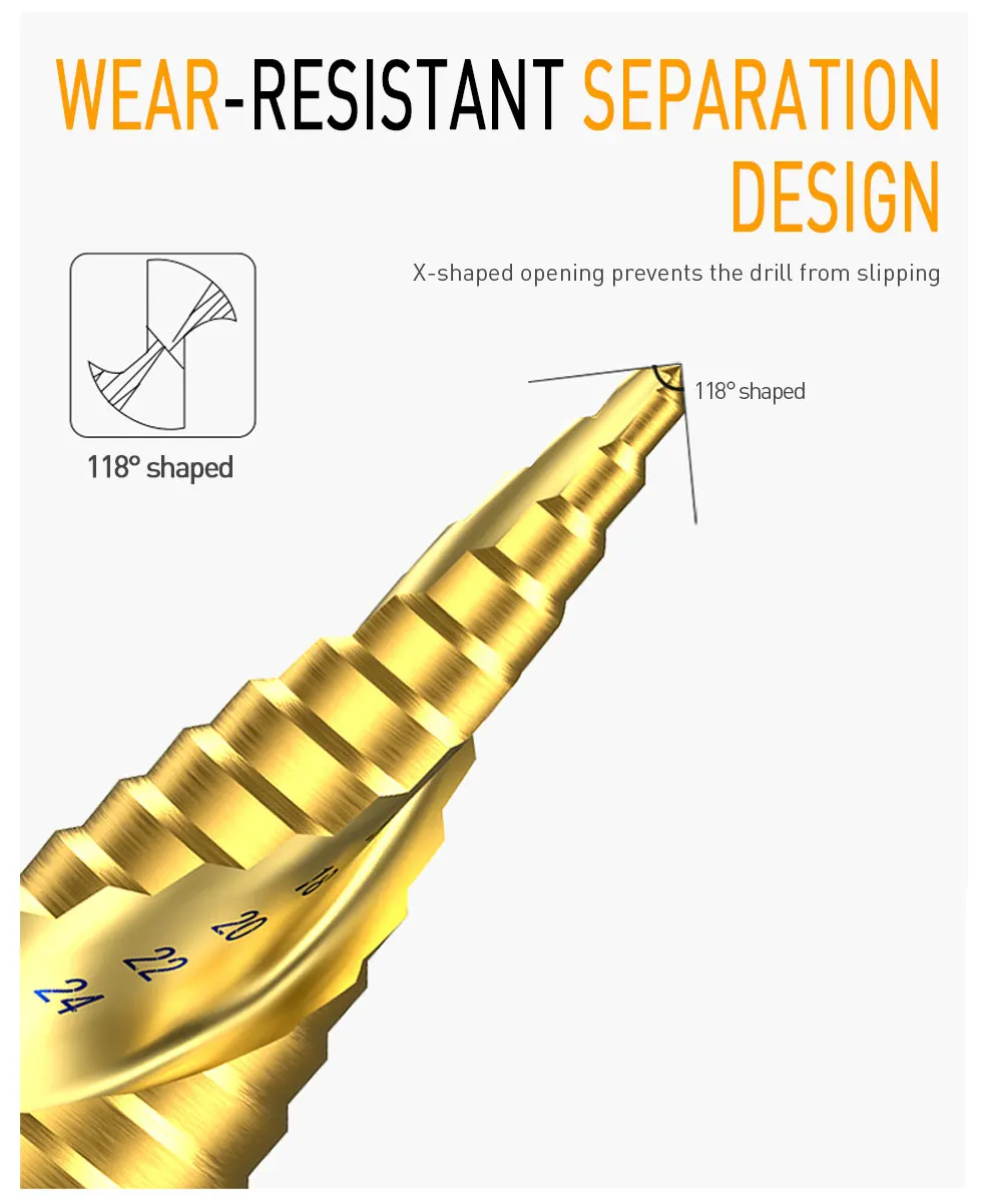 HSS Спиральная рифленая-ступенчатое сверло(от 4 до 12 лет/20/32 мм ...