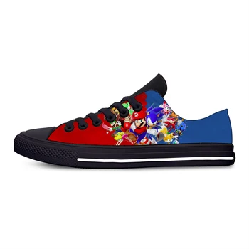

Sonic the Hedgehog Super Mario Bros Funny Fashion Casual Canvas Shoes Low Top Lightweight Breathable 3D Print Men women Sneakers