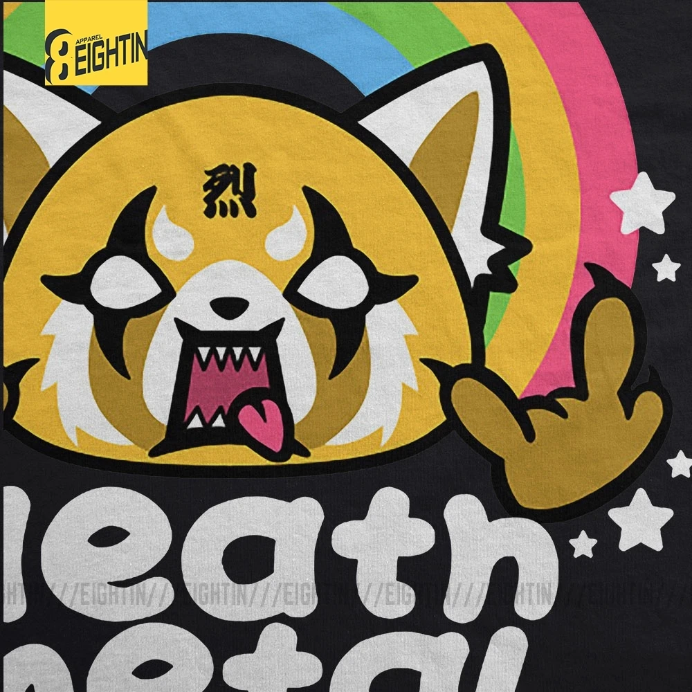 Death Metal Aggretsuko aggression Retsuko, футболки из хлопка, Мужская одежда, футболки с коротким рукавом, футболки большого размера с рисунком