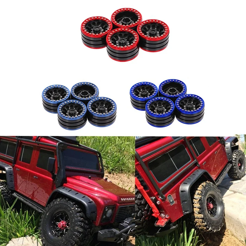 4 шт. алюминиевый сплав Замена 1,9 Beadlock Профессиональный RC Гусеничный концентратор аксессуары игрушки круглый обод колеса для TRX4(красный