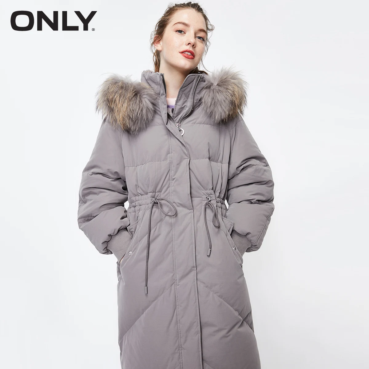 CHARCOAL GREY Только осенне-зимняя длинная приталенная пуховая куртка | 119312523 - Цвет: CHARCOAL GREY