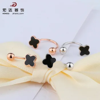 

Korean Fashion Clover of Four Leaves Earrings Female Rose Gold Ear Stud Light Luxury High-Grade French Ear Stud
