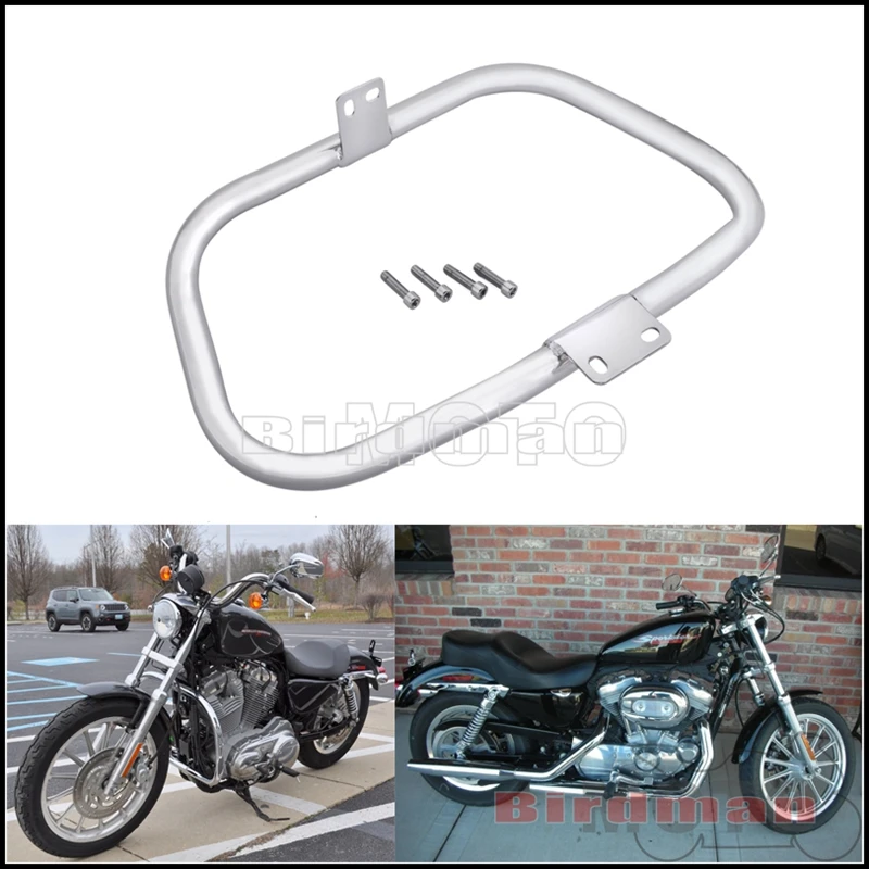 

Motorcycle Steel Black/Chrome 1-1/4" Highway Crash Bar Front Engine Guard Protection for Harley Sportster 883 1200 2004-Later