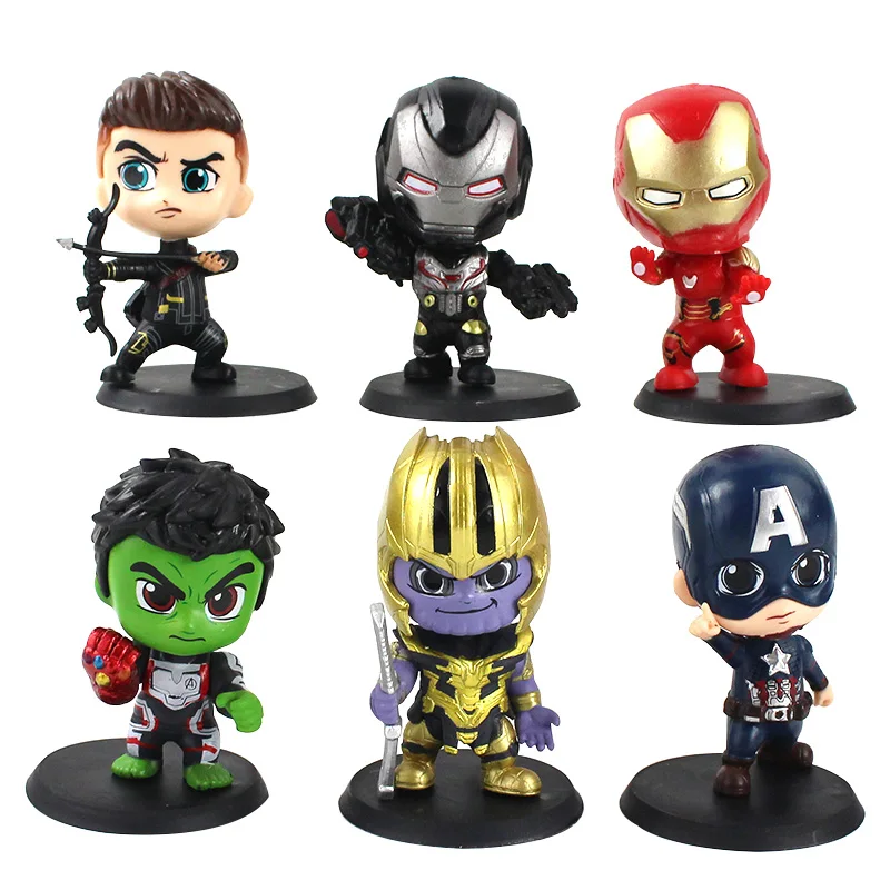8-9 см 6 шт./компл. мстители супергерой Капитан Америка Халк танос Железный человек