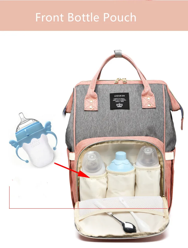 USB сумка для подгузников, рюкзак для ухода за ребенком для мамы, водонепроницаемая многофункциональная сумка для коляски LEQUEEN