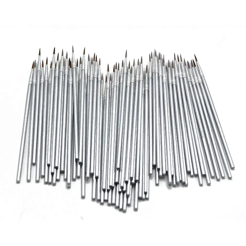 10 unids/set pelo de nylon vara de plata gancho línea lápiz pincel para pintar los niños DIY suministros para arte de papelería acuarela cepillo pincel
