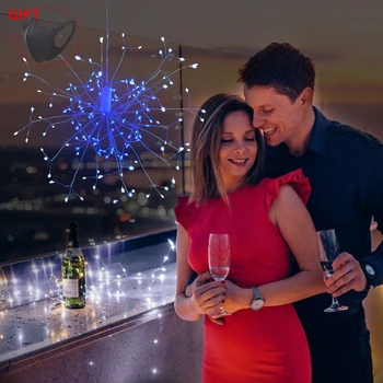 

Christmas Tree Decorative Fireworks Light LED Explosion Stars Copper Wire String Lights Solar Remote Control Small String Lights