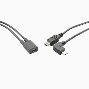 

5pcs/lot Mini USB 5Pin Female to Micro USB Angled & Mini 5Pin Male Cable Y Splitter charging cable 30cm