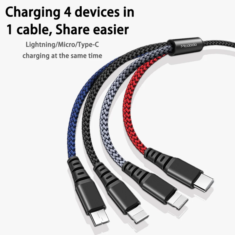 USB кабель Mcdodo для IPhone Xs Max XR X 4 в 1 зарядный Type C Samsung Xiaomi 9 3 Micro USB|Кабели мобильных