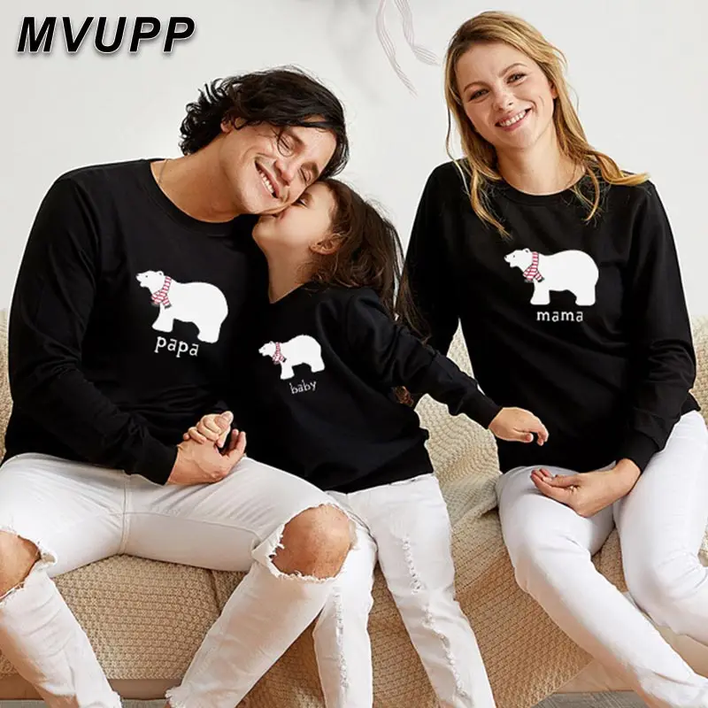 MVUPP/Рождественская одежда для мамы, дочки, папы, сына, всей семьи одинаковые комплекты для папы, мамы и меня забавная толстовка с медведем, папой, мамы