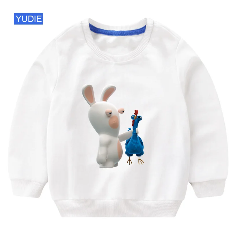Boys Girls Baby Print Hoodies Sweatshirts Crazy Rabbit Cartoon Sweatshirts Children O-Neck Long Sleeves Sweatshirts 2T-8T - Цвет: 07