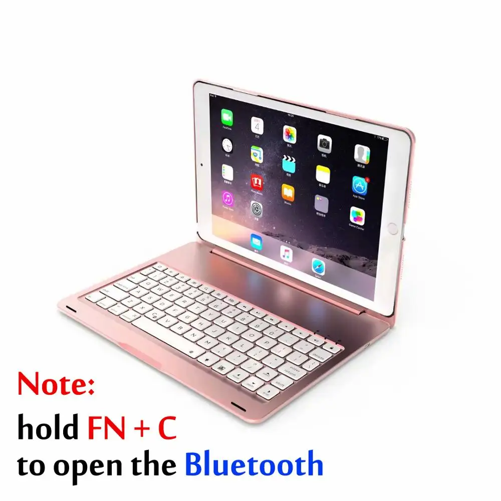 Чехол для iPad Air / 2 7 цветов светильник с подсветкой Беспроводная Bluetooth клавиатура 9