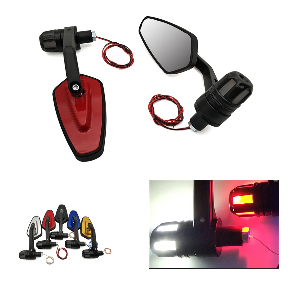 Motorcycle Side Mirror LED Handle Bar End Mirrors Turn Signal light For Honda VFR 750 800 VTR1000F CBR 125 300 500 R F FA X RC51