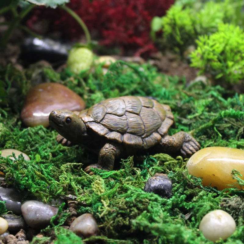 1/2PCS Turtle Figurine Animal Miniature Figures Decoration Animal Statue Resin/Rubber Craft