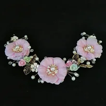 Роскошная Корейская розовая 3D Цветочная повязка на голову, свадебные стразы, диадема, расческа для носителя горячих колец, гирлянда, украшение для волос, аксессуары