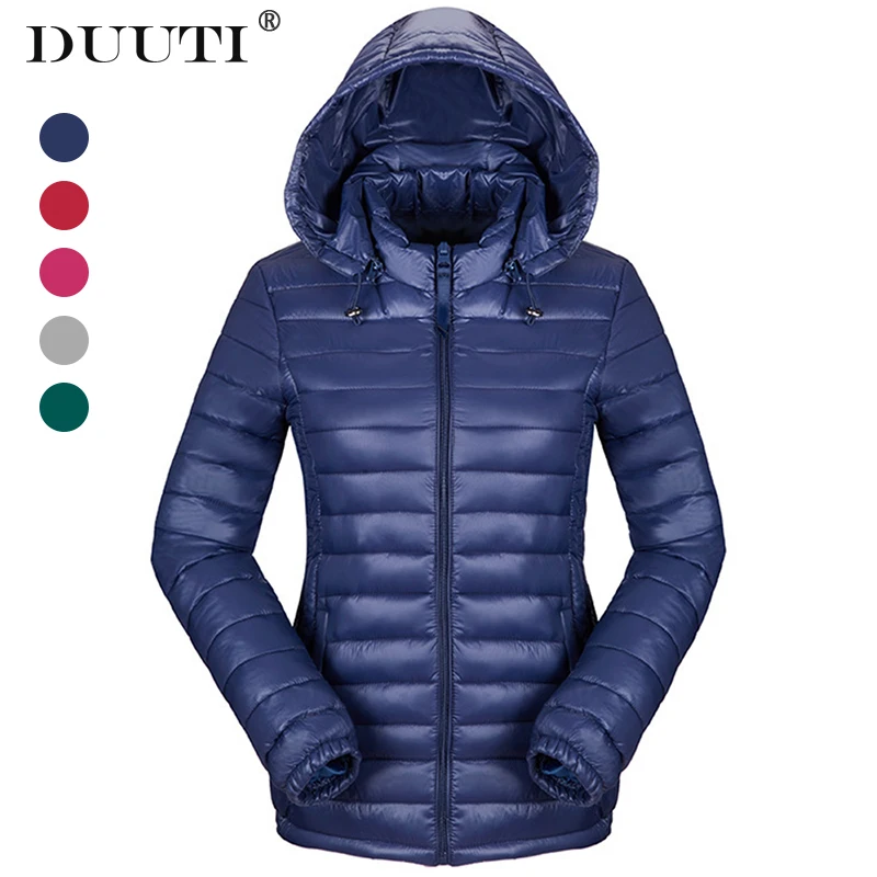 

Winter fashion Down Cotton Jackets Women Hat Detachable Light Quilted Basic Slim ultra thin Coat Plus Size D20
