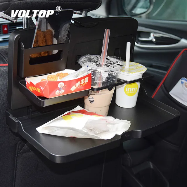 Soporte Universal de la taza del coche organizador del asiento delantero del coche Mesa trasera bebidas soporte de tazas plegable soporte de escritorio bandejas negras