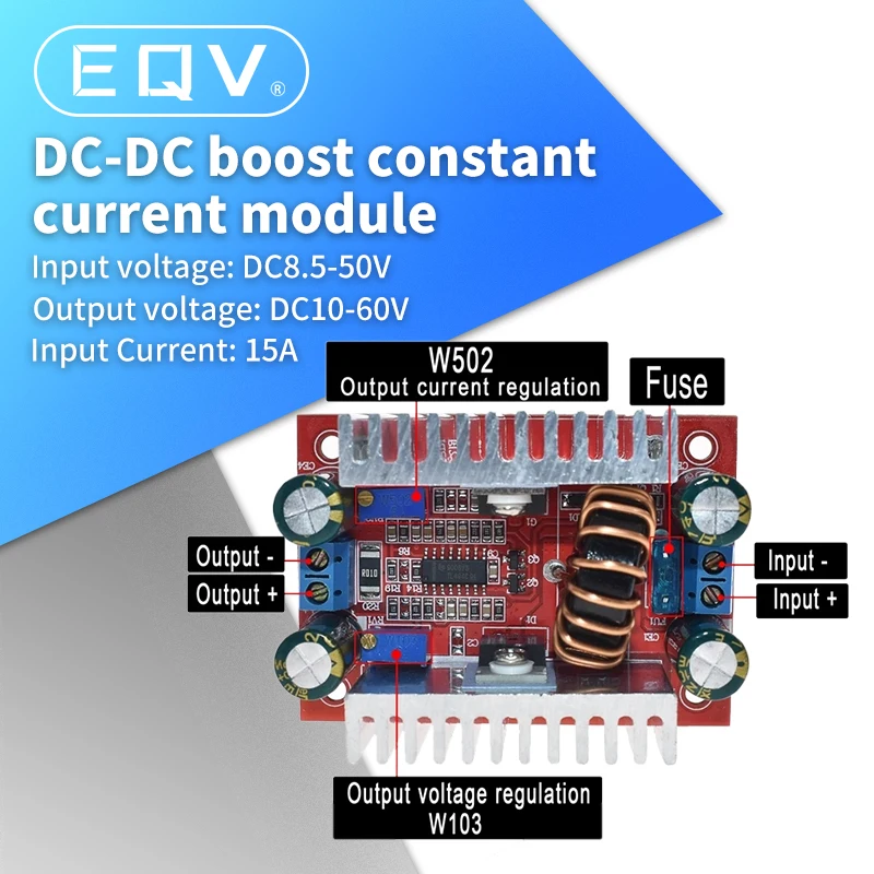 DC-DC Step Up Module 8.5-50V to 10-60V Boost Voltage Converter 15A 400W 150 kHz 