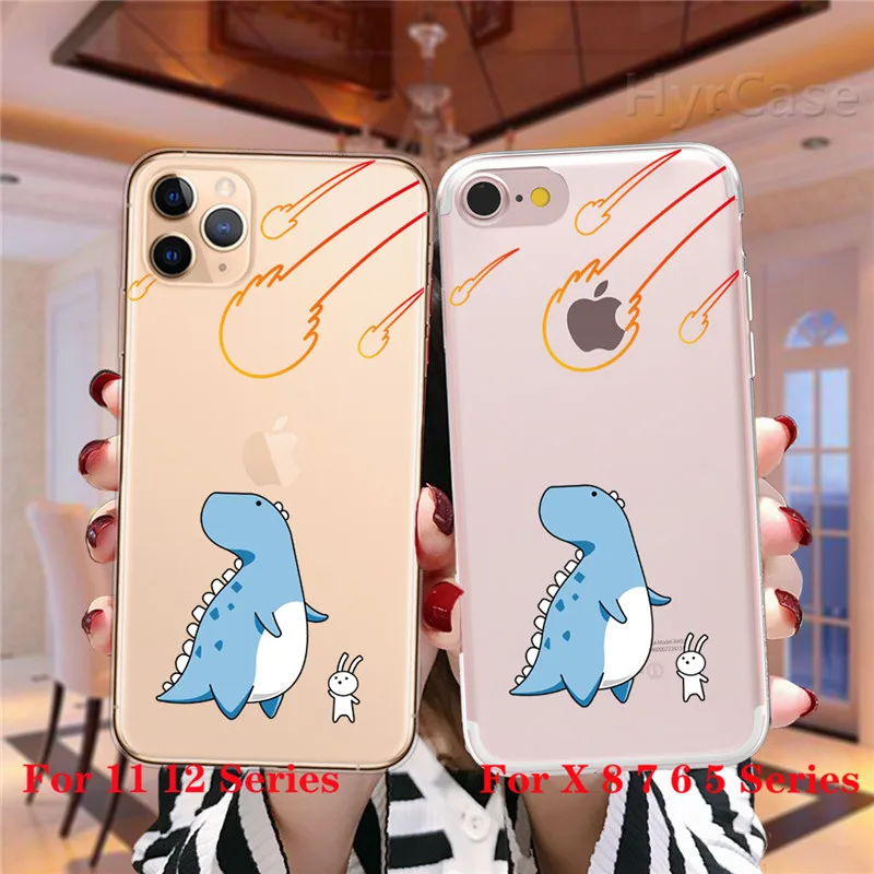 iphone 8 wallet case Cute Animals Dinosaur Silicone Back Cover For iPhone 11 12 Pro XS Max X XR 7 8 Plus 6S 5S SE 12Mini Soft TPU Capa Phone Case iphone 8 plus wallet case