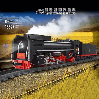 

City Technic Remote Control QJ Class Steam Locomotive Electric Railway Train Model Building Blocks Bricks Toys Christmas Gift