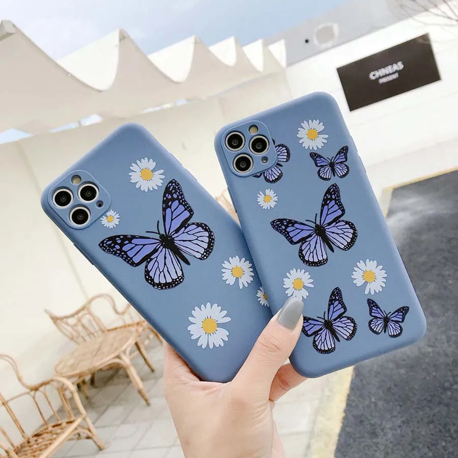 

Flower Soft Silicone Coque Phone Cases For iPhone 11 Pro XS Max XR X 7 8 6 6S Plus Case Camera lens Full Protection Back Cover