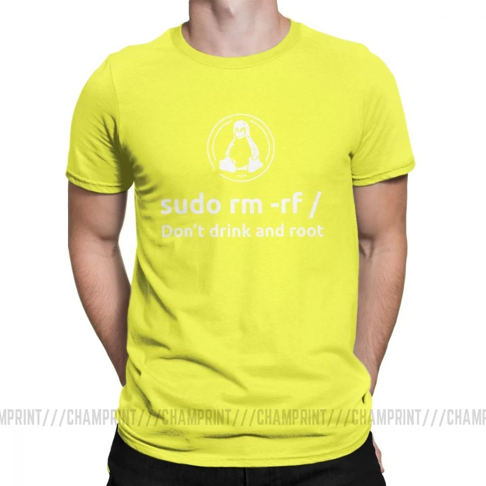 Программист Программирование кодирование кодер Мужская футболка Linux корень Sudo Fun Футболка короткий рукав Футболка хлопок Подарочная одежда - Цвет: Цвет: желтый