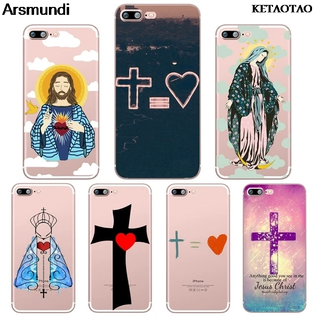 Чехлы для телефонов KETAOTAO Sacred Heart of Jesus Cruz Amor Christ iPhone 5S 6S 7 8 Plus X прозрачные мягкие