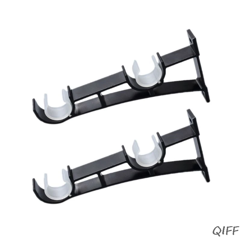 BK 2pcs/set Double Curtain Rod Brackets Window Hardware Holder Home Decor - Цвет: BK