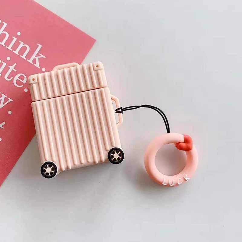 Pink Чехол для наушников для Apple AirPods, силиконовый чехол для зарядки, противоударный чехол для Airpods 2 1 с кольцом на палец - Цвет: Pink