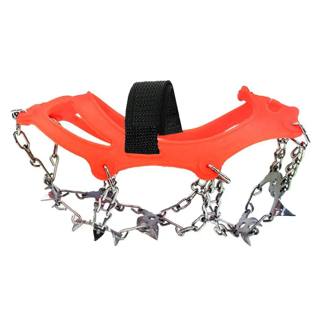  18 Teeth Crampons Welding Chain Claw Ice Clippers Shoes Cover Anti-slip Spikes Cleats On For Winter