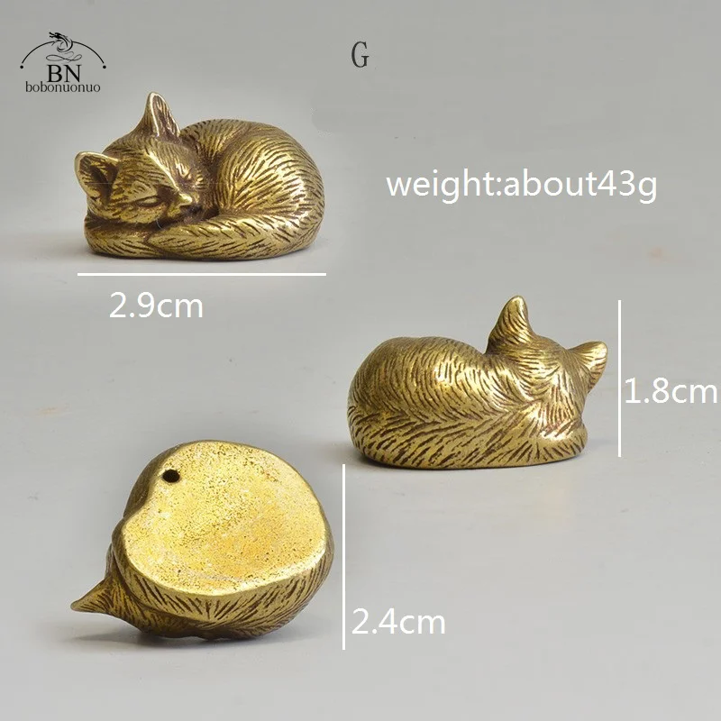 8 Styles Available Brass Cute Cats Figurines Miniatures Desktop Ornaments Classical Small Animal Tea Pet Home Decors Accessories vintage miniature animal figurines