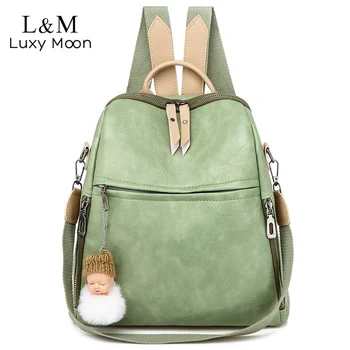 

Women Backpack Multifunctional Rucksack For Female Vintage PU Leather Backpacks Girls Fashion Bagpack mochila with Strap X595H