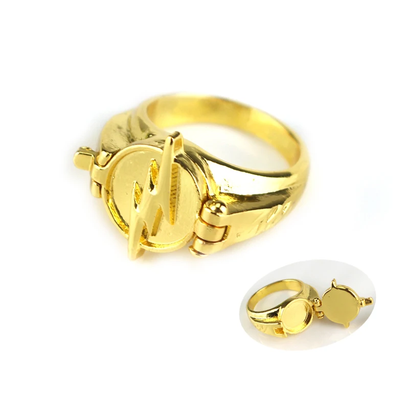 Anillo Flash de película cómica para hombre y mujer, anillo con Logo de iluminación de Color dorado, joyería para disfraz, regalo de Navidad