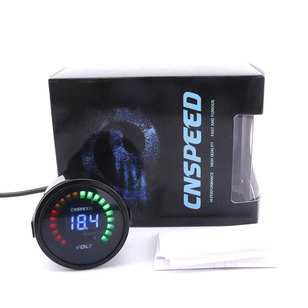CNSPEED 2 дюйма 52 мм 12 В Автомобильный цифровой вольтметр 20 светодиодный черный 7,5-20 в вольт автомобильный измеритель YC101275