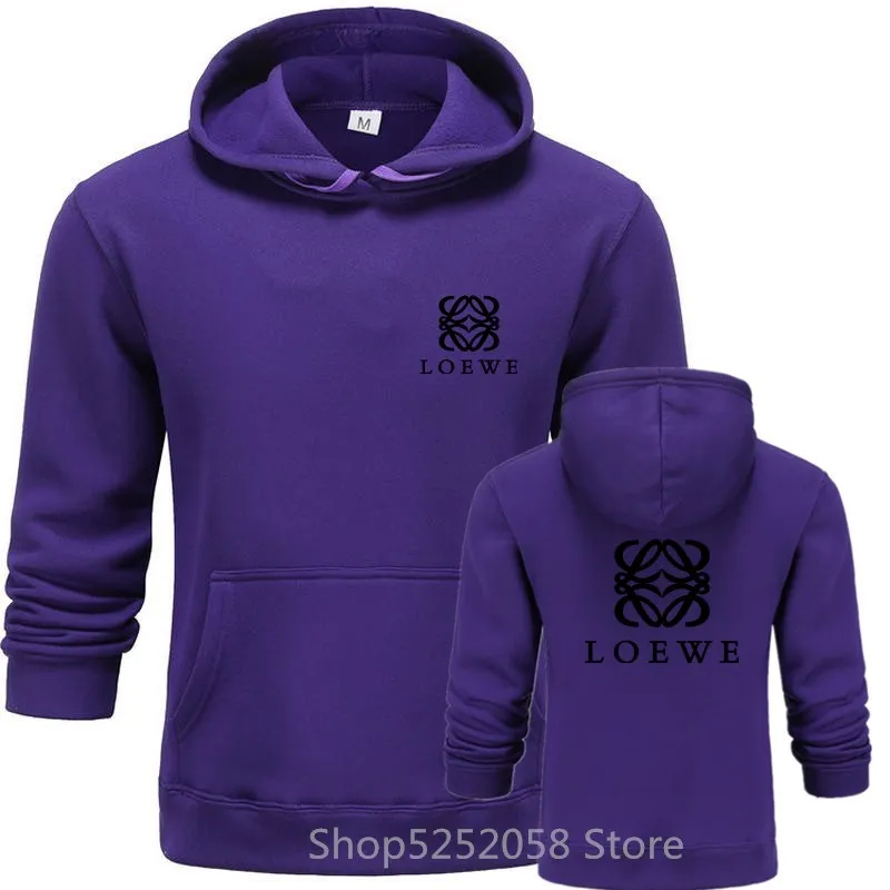 Новинка, мужские толстовки с капюшоном, толстовки с принтом LOEWE, головной убор с капюшоном, уличная одежда в стиле хип-хоп, американский размер размера плюс 3XL - Цвет: purple-H