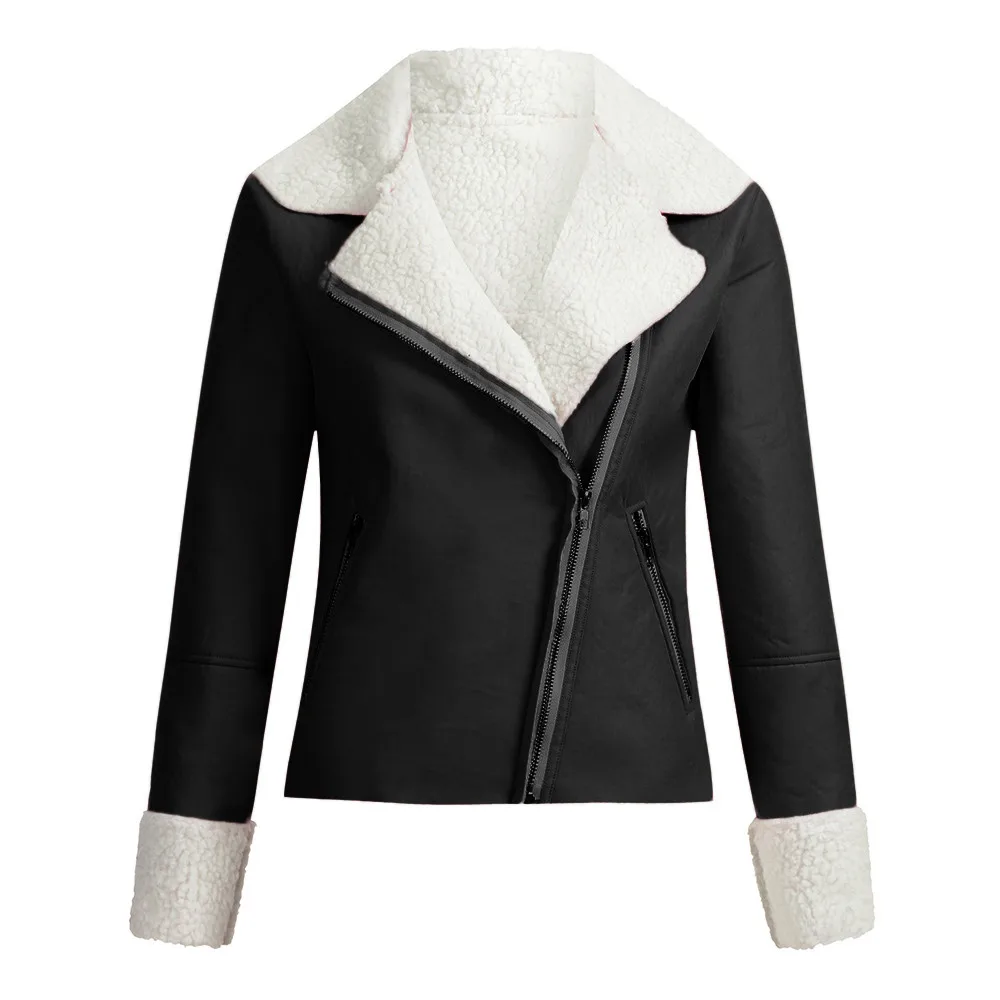 discounted  Coat female jacket women's denim jacket куртка женская Lapel Suede Leather Buckle Cool Pilot Faux L