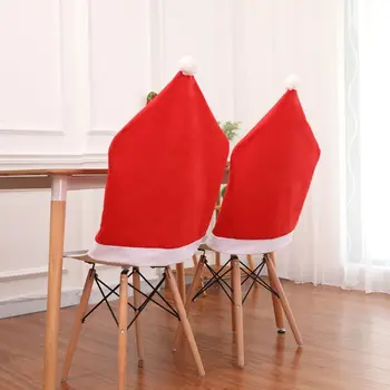 

Christmas Tablecloth + 6 PCS Christmas hat Chair Covers for Dining Room Full Set of Christmas Decorations