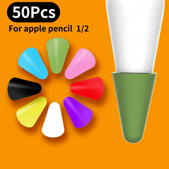 50Pcs Silicone Mute Nib Cover For Apple Pencil Tip Cover Replaceable Tip For Ipad Pencil 1 2 Stylus Pen Nib Protection Case 3